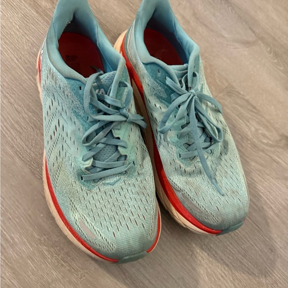 Hoka Shoes - Hoka Light Blue and Red Athletic Shoes